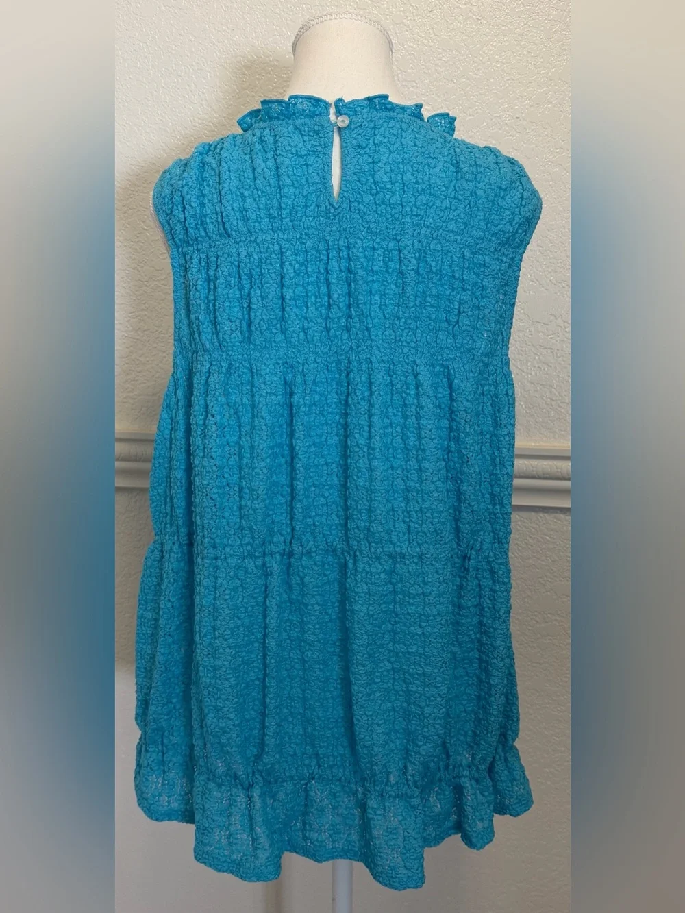 Free People Turquoise Textured Side-Tie Boho Cinch Me Top